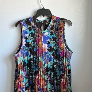 Nicole Miller pleated, swing dress fully lined size 16 gorgeous colors!